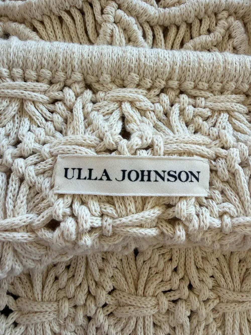 Ulla Johnson Crochet Tote Bag - Cream, Brass Handles